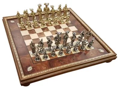 Immagine prodotto di Pezzi da scacchi italiani "Landsknecht" + scacchiera in legno di radice di olmo 48