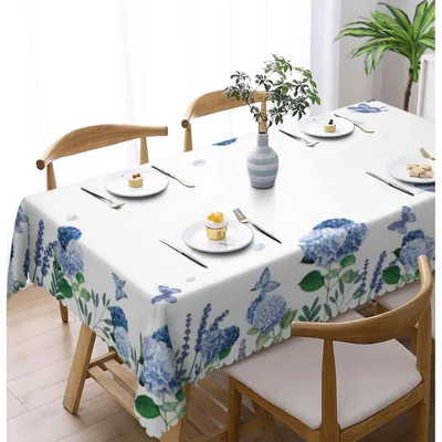 Zdjęcie produktu dla Obrus prostokątny, zmywalny, 140x180 cm, wzór: hortensje, materiał: poliester