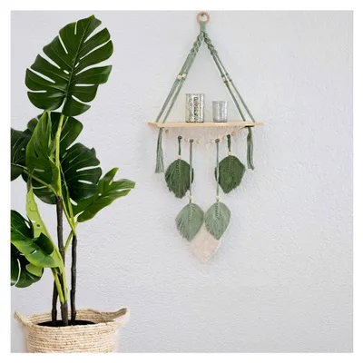 Produktbild von Makramee Wandbehang Blatt, grün, 40 x 100 cm