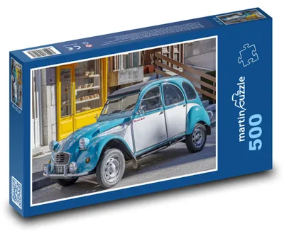 Zdjęcie produktu dla Puzzle 500 Vintage niebieski samochód - martinpuzzle