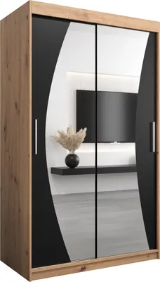 Produktbild von Kleiderschrank, Schiebetürenschrank Schlafzimmer, Schrank mit Spiegel WAVE 120 cm