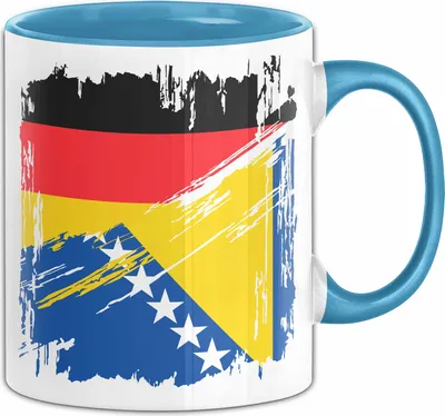 Produktbild von Bosnien Und Herzegowina Deutschland Flagge Halb Deutscher Halb Bosnier Fußball Germany 2024 Europa Bosnia And Herzegovina (Blau)