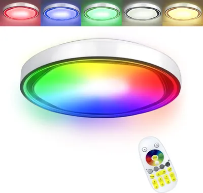 Zdjęcie produktu dla LARS360 LED lampa sufitowa 60W RGB ściemnialna akrylowa lampa sufitowa z pilotem lampa sufitowa do salonu sypialni Ø50cm IP44 wodoodporna 4800LM
