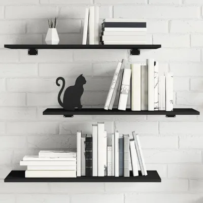 Produktbild von Möbel Bücherregal-Bretter 4 Stk. Schwarz 80x30x1,5 cm Holzwerkstoff - Wandregale 805316