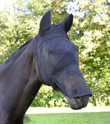 Produktbild von Covalliero Fliegenmaske mit Ohren- und Nüsternschutz schwarz, Größe Pferd:Warmblut