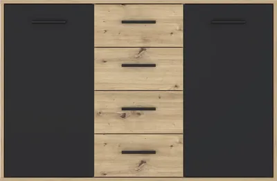 Obrázek produktu pro Nábytek24 Komoda Antuza Ntu231-M712 Příborník 122,6 X 81,7 X 34,2 cm Artisan Dub/černý