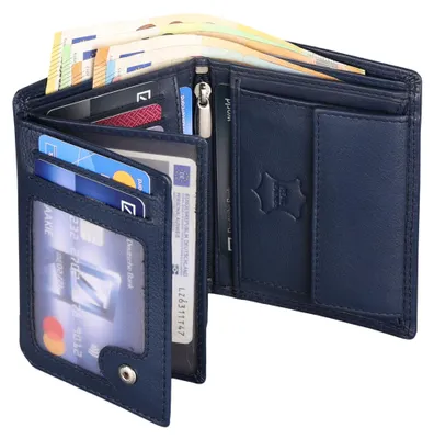 Zdjęcie produktu dla Skórzany portfel męski Portfel portretowy RFID z prawdziwej skóry (9900) niebieski