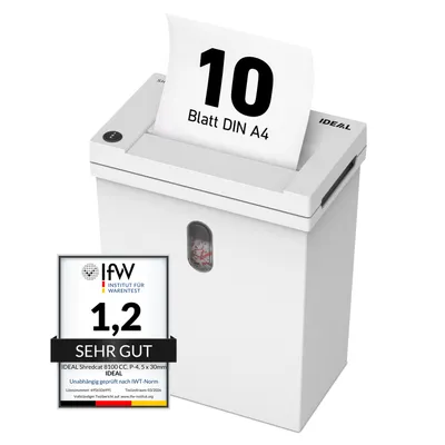 Produktbild von IDEAL Shredcat 8100 Aktenvernichter P-4, 5×30 mm Partikelschnitt, leise & kompakt, für vertrauliche Dokumente, ideal fürs Home Office