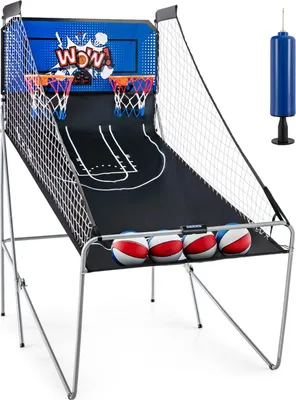 Produktbild von GOPLUS Basketball Schießmaschine, Basketballkorb klappbar mit 8 Spielmodi, 4 Basketbällen & Handpumpe, elektronischer Basketballautomat