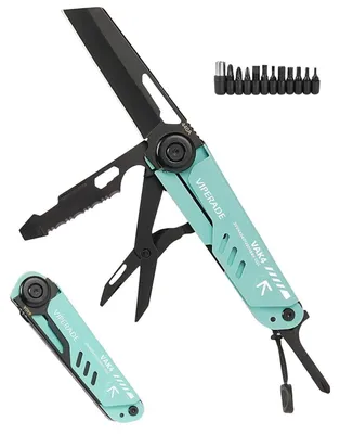 Immagine prodotto di Coltello multiuso blu con 12 funzioni, ideale per l'uso quotidiano, pieghevole, completo di set di cacciaviti, accendifuoco e pipa