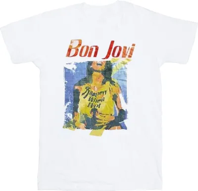 Immagine prodotto di Bon Jovi - Maglietta "Slippery When Wet Original Cover" per uomo/donna Unisex RO3052 (M) (Bianco)