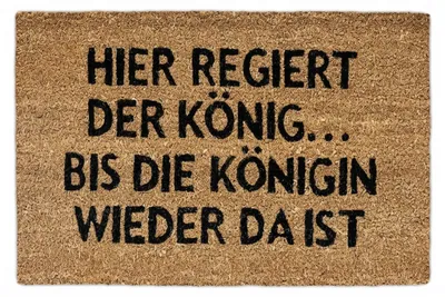Image de Tapis d'entrée Relaxdays en fibre de coco « KÖNIGIN », L x P : 40 x 60 cm, sous-couche antidérapante en PVC, tapis anti-salissures, fibre de coco, marron