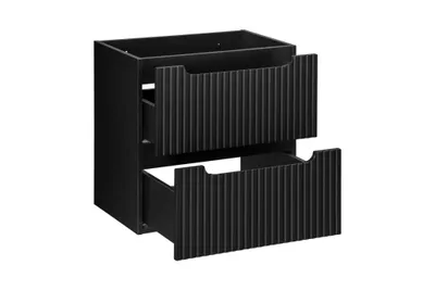 Image de Armoire De Salle De Bain Noire 60 Cm Sous Lavabo Avec Façade Rainurée