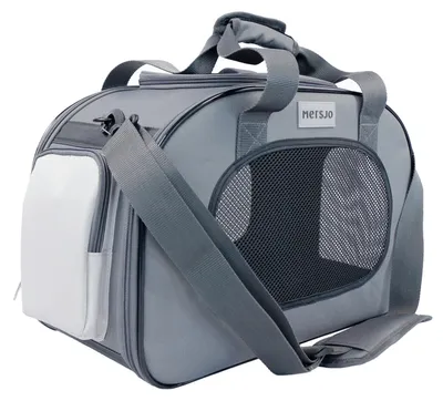 Zdjęcie produktu dla Mersjo Voyager transporter dla psa i kota szary, torba transportowa 4 wejścia, usztywniana, 45 x 30 x 21,5 cm, do 8 kg