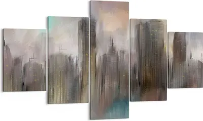 Produktbild von Bild auf Leinwand - Leinwandbild - Stadt Abstraktion - 125x70cm - Wand Bild - Wanddeko - Wandbilder - Leinwanddruck - Bilder - Kunstdruck - Wanddekoration - Leinwand bilder - Wandkunst - EA125x70-3675