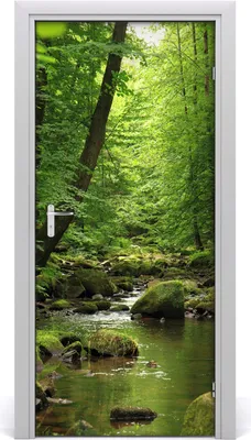 Produktbild von Tulup Türaufkleber 95x205 cm Dekorative Aufkleber Selbstklebend Wasserdichte Tapete Abnehmbar Schlafzimmer Wohnzimmer Wohnkultur - Fluss im Wald