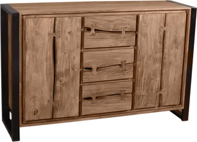 Produktbild von SIT Möbel Sideboard mit 3 Schubladen, 2 Türen | Akazie natur | Gestell Metall schwarz | B 140 x T 40 x H 90 cm | 11803-01 | Serie NATURAL EDGE