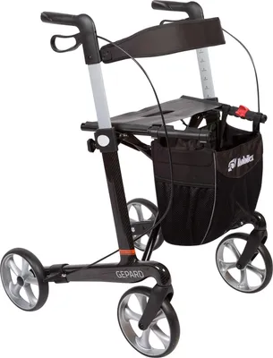 Produktbild von Leichtgewichtrollator Mobilex Gepard mit Schleifbremsen, Carbon 62 cm bis 200 kg