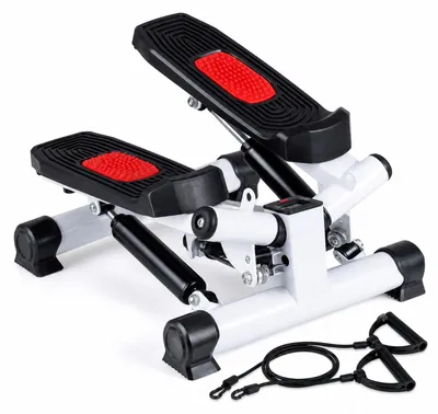Produktbild von KOMFOTTEU Mini Stepper für Zuhause, Up-Down Stepper mit Power Ropes, LCD-Monitor & 5-stufige höhenverstellbare Pedale, Trainingsgerät bis 100kg, Fitnessgeräte für Zuhause