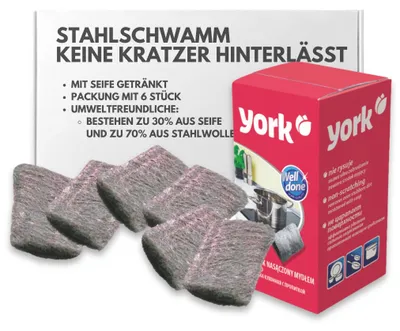 Produktbild von York Stahlschwamm gegen hartnäckige Verschmutzungen Hochleistungs-Scheuerschwamm