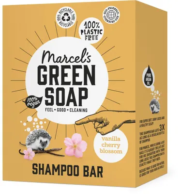 Immagine prodotto di Saponetta shampoo Marcels Green - Vaniglia e fiori di ciliegio - 90 g