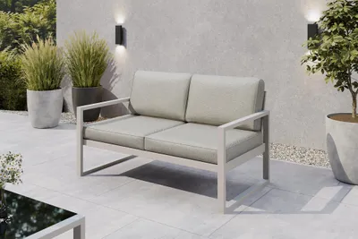 Produktbild von Margaret Hadas24 Gartensofa 2 Sitzer Outdoor Madera Lounge Couch Terrasse wetterfest Balkonmöbel Sitzbank mit Lehne, Gartenmöbel kaschmir, beige