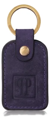 Produktbild von Paolo Peruzzi T-86-HDB marineblauer rechteckiger Lederschlüsselanhänger im Vintage-Stil