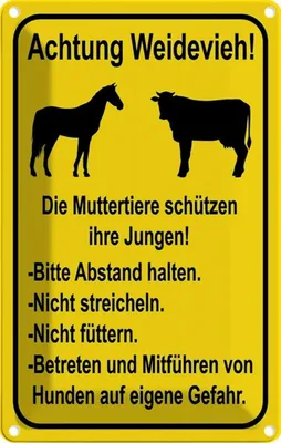 Produktbild von vianmo Blechschild 30x20 cm Achtung Weidevieh nicht füttern Spruch Zitat