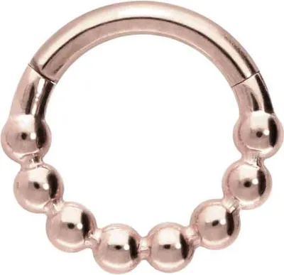 Produktbild von Ohrpiercing, Nasenpiercing, Septum Piercing Titan Segmentring Clicker KUGELN RoséGold Innendurchmesser: 7mm + Stabstärke: 1,2mm