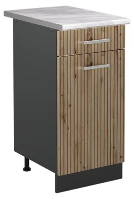 Productafbeelding van Onderkast keukenmeubel Vicco R-Line, beukenhoutstructuur/antraciet, 40 cm, werkblad: marmer, model 61024