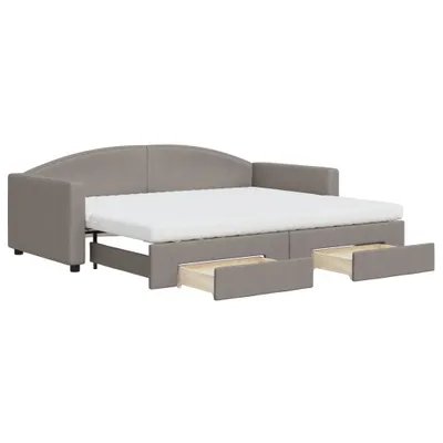 Produktbild von vidaXL Tagesbett Ausziehbar mit Schubladen Taupe 90x200 cm Stoff