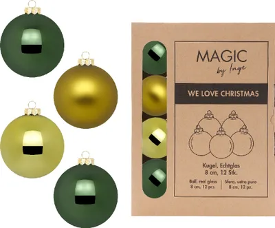 Produktbild von Inge Glas - Kugeln in Box / 12Stk - A Hush of Moss - 8 cm - Glas