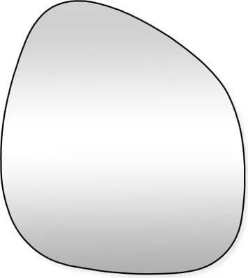A single, irregularly shaped mirror with a black outline and a gradient gray reflective surface.