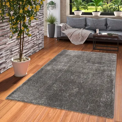 Produktbild von Luxus Hochflor Langflor Teppich Bilbao Anthrazit, Größe:400x500 cm