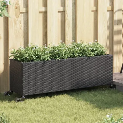 Produktbild von Möbel Pflanzkübel mit Rollen 2 Stk. Schwarz 107x32x38 cm Poly Rattan - Beete 3210525
