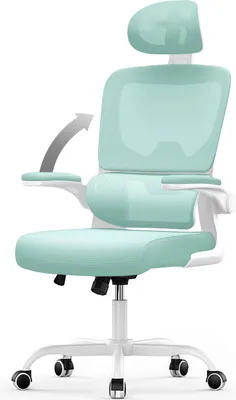 Obrázok produktu pre Ergonomická kancelárska stolička - Kancelárska stolička s nastaviteľnou opierkou hlavy - Elastická bedrová opierka Výškovo nastaviteľná - Otočná stolička s priedušným sieťovaným operadlom - Biela a zelená