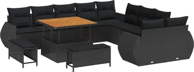 Produktbild von vidaXL Gartensofa-set 13 pcs Schwarz Poly-Rattan
