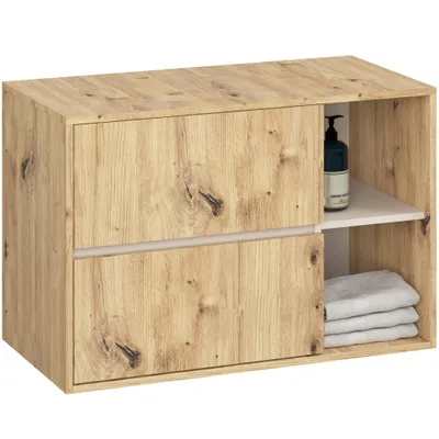 Zdjęcie produktu dla Szafka łazienkowa pod umywalkę z otworami AKORD VAMI Dąb Artisan, Kaszmir 90 cm
