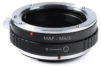 Obrázok produktu pre Adaptér objektívu – bajonet A na Micro Four Thirds – objektív AF s bajonetom A na fotoaparát MFT – manuálne zaostrovanie – pre bezzrkadlový systémový fotoaparát