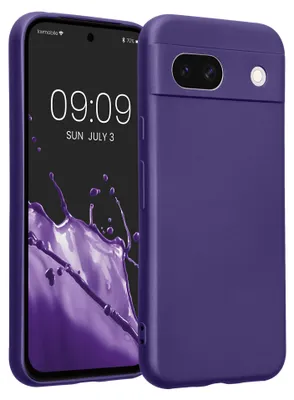 Produktbild von kwmobile Handyhülle für Google Pixel 8a Hülle - weiche Silikon Case metallisch schimmernd - Schutzhülle Cover - Metallic Blauviolett