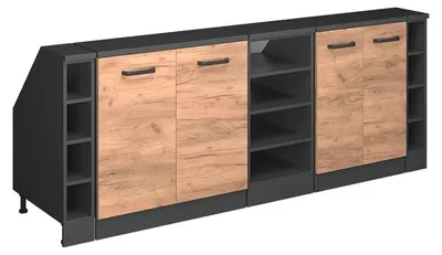 Produktbild von Küchenschrank für Dachschrägen Vicco R-Line Goldkraft Eiche 210 cm 5er Set Schrankkorpuss 60 cm Tiefe, Model 60181