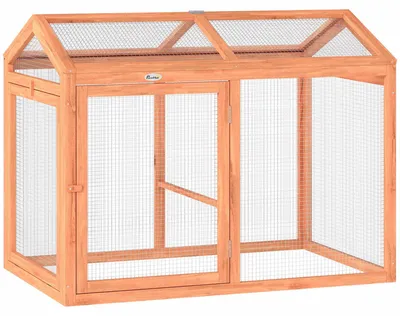 Produktbild von Hühnerstall mit Sitzstange, Doppeltüren, Holz & Metall, 104 x 70,5 x 84 cm