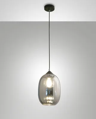Immagine prodotto di Lampada a Sospensione Infinity 200mm in Vetro Soffiato Fumé con Struttura in Metallo - Design Moderno Elegante per Illuminazione Interni