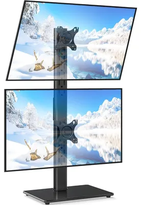 Immagine prodotto di Omgoods - Supporto per due monitor, adatto a schermi da 13 a 38 pollici, con regolazione dell'altezza