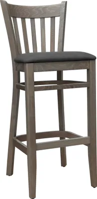 Produktbild von Barhocker Barstuhl Tresenhocker Hocker Holz Buche, grau-natur Polster Kunstleder Retro grau H-78cm, fertig montiert Belastbarkeit 150 kg *TB002