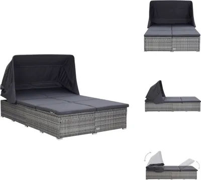 Produktbild von vidaXL 2-Personen-Sonnenliege mit Auflage Poly Rattan Grau -  Gartenbetten