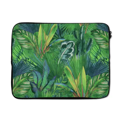 Produktbild von MuchoWow® Laptop Hülle 17 Zoll Laptoptasche Blätter - Tropisch - Muster - Zipper - Schutzabdeckung