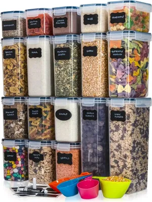 Produktbild von Sada 18 kusů Dózy - DECO HAUS - Opakovaně použitelné nádoby na potraviny se vzduchotěsnými víčky do kuchyně - Plast bez BPA - (Černá)