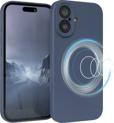 Produktbild von EAZY CASE - Silikonhülle magnetisch für Apple iPhone 17, Hülle Silikon, weich stoßfeste Magnet Handyhülle, Schutzhülle mit Kameraschutz, TPU Bumper in Dunkelblau