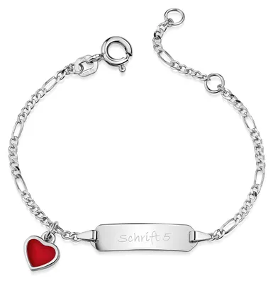 Produktbild von MATERIA by Matthias Kinder Armband Herz mit Gravur 925 Silber Emaille rhodiniert 12-14cm verstellbar SA-59